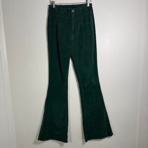 We The Free Corduroy Flare Pants Womens 26 Green High Rise Bell Bottom Boho 70s